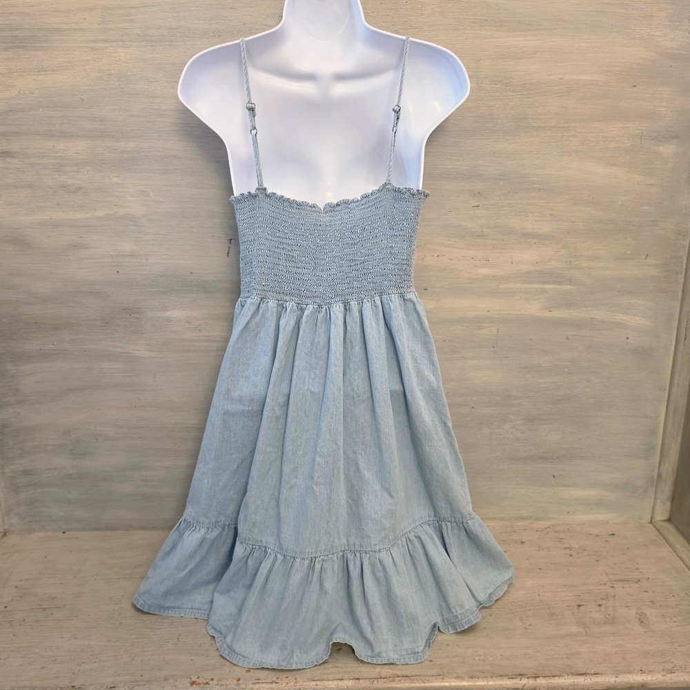 Japna 100% Cotton Light Wash Denim Sleeveless Aline Mini Dress Size Small GC - Picture 5 of 8
